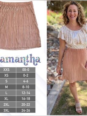 Lularoe NWT XXS Pleated Samantha Metallic Blush Skirt